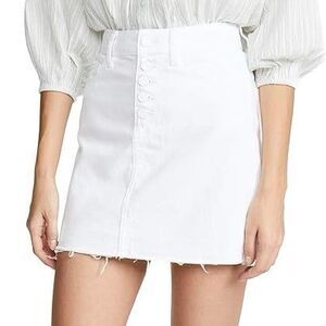 Womens PAIGE Aideen High Rise Mini Skirt Size 27 White Distressed EUC